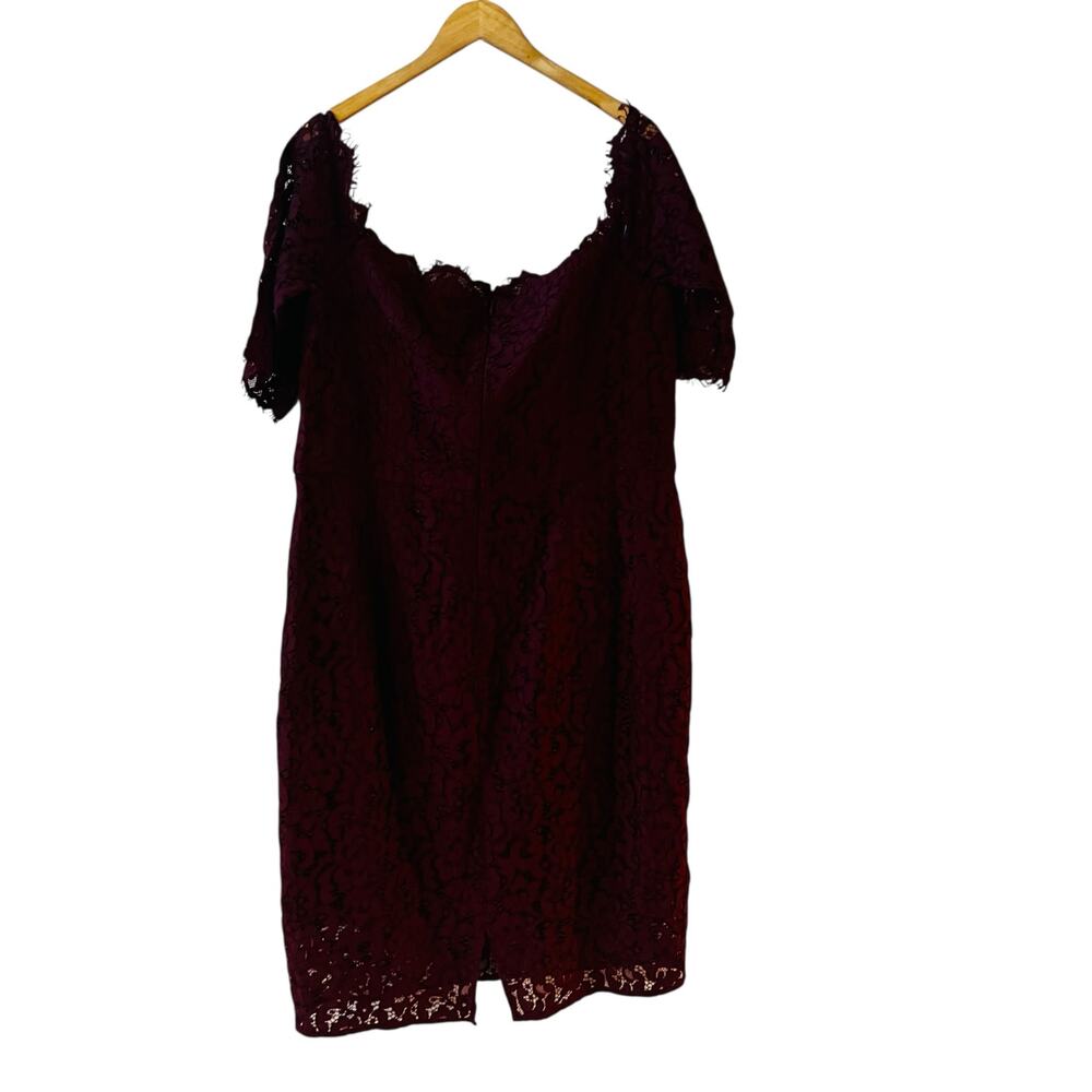 City Chic Love Lace Off Shoulder Sheath Dress Size 20 In Bordeaux - Picture 3 of 7